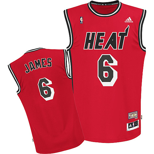  NBA Miami Heat 6 LeBron James Hardwood Classic Fashion Swingman Red Jersey